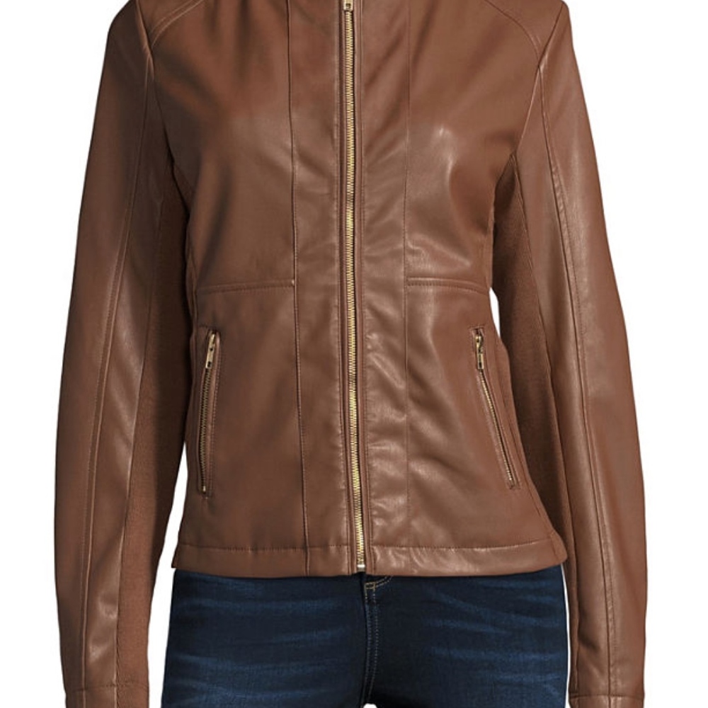 NWOT Faux leather scuba jacket, size S
